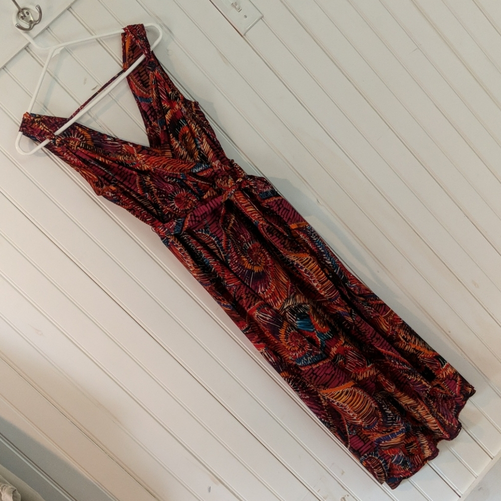 Bold print faux-wrap dress